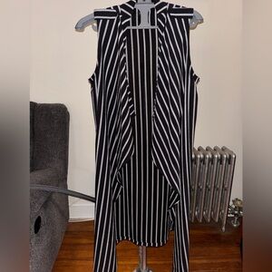 Bobeau Black and White Striped Vest
